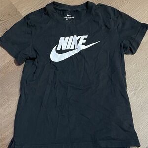 Nike Black Tee with White Logo Kids